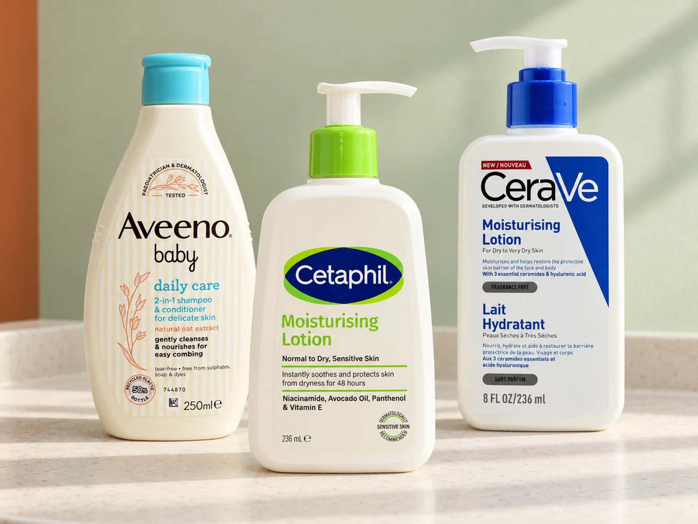 CeraVe, Cetaphil and Aveeno Baby products in the Euro Market collection